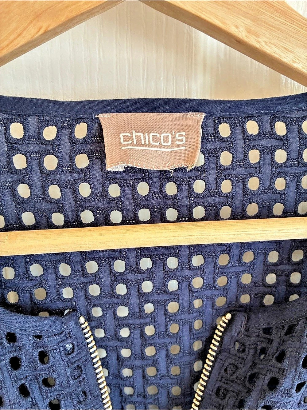 Chico's Blue Geometric Openwork Jacket - Picture 5 of 6